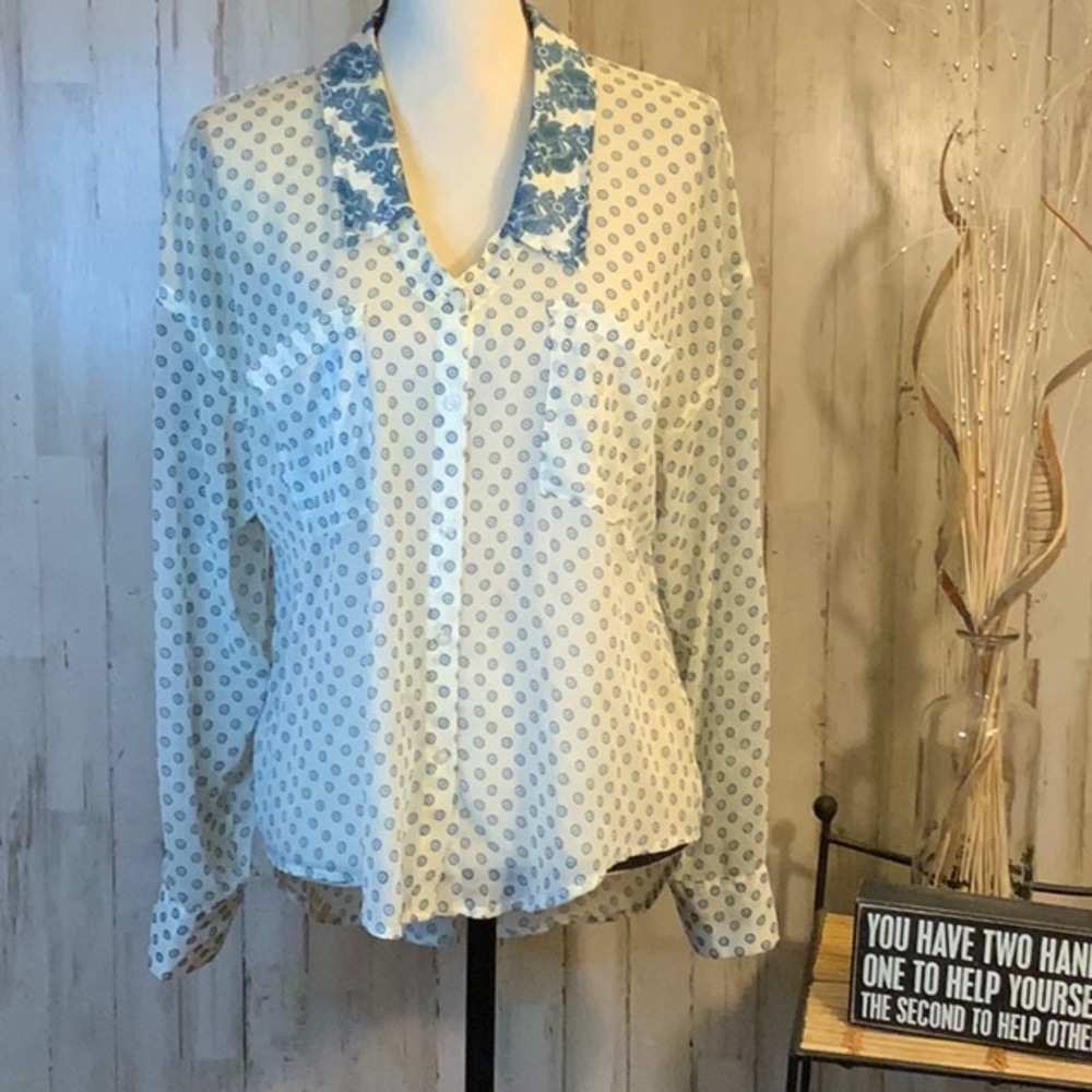 Free people sheer long sleeve button down.